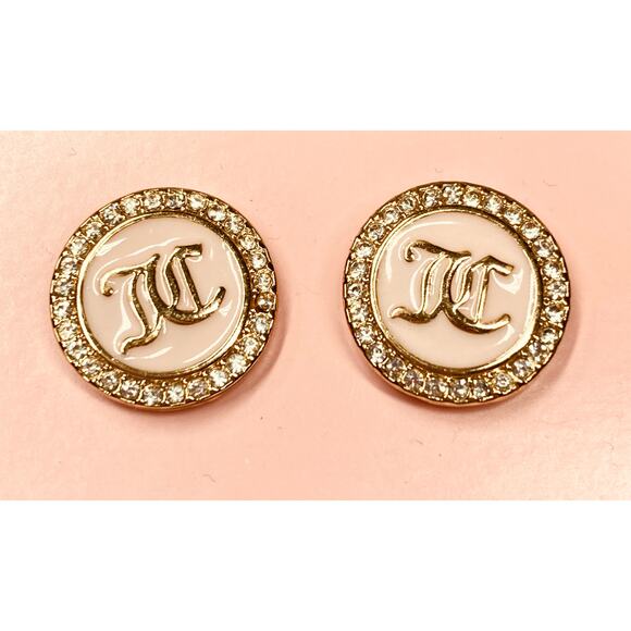 NEW Juicy Couture Earrings JC Logo, Pink Enamel & Rhinestones - Picture 6 of 9